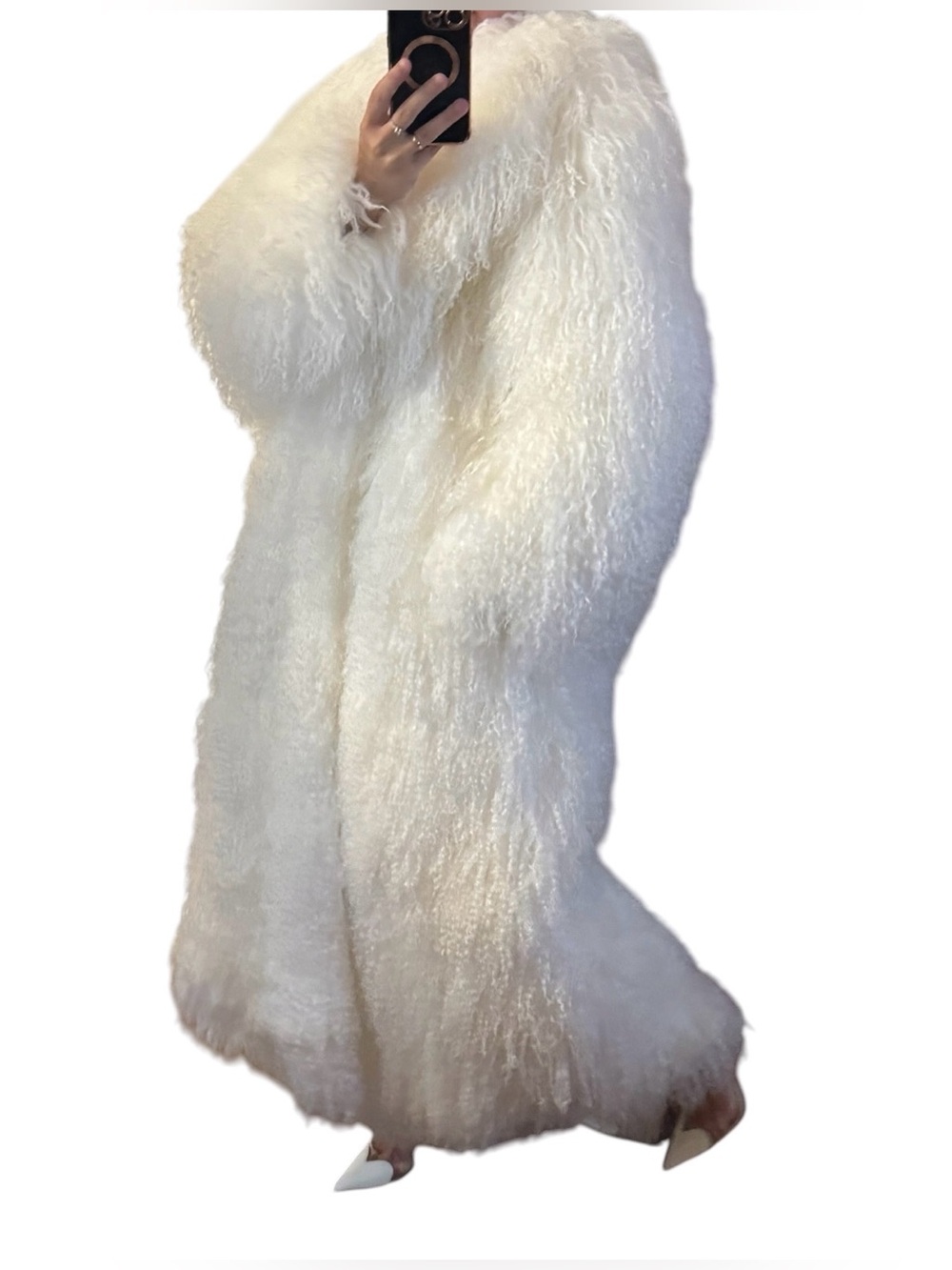 Luxurious White Faux Fur Long Coat - Women's Plush Outerwear